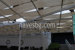 дървени перголи в съчетание с акрилен плат